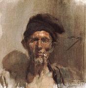 Joaquin Sorolla Smoking old man oil painting